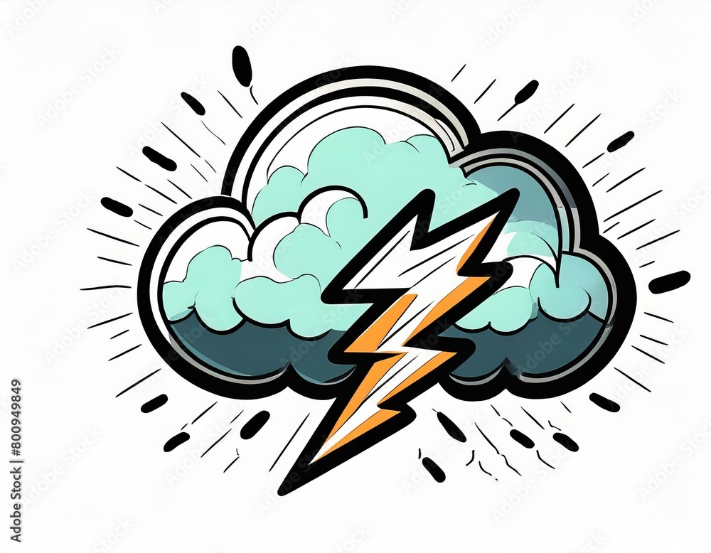 cloud icon with lightning, vector image on white background cloud icon with lightning, vector image on white background