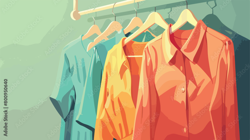 Stylish female clothes on hanger closeup Vector style