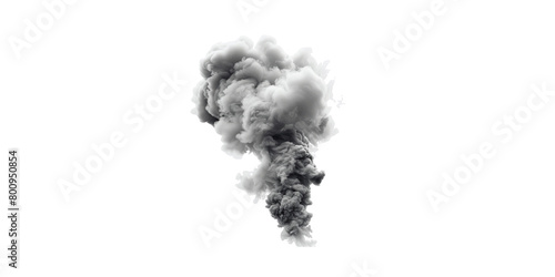 smoke cloud, smoke plume, grey, isolated on white background,