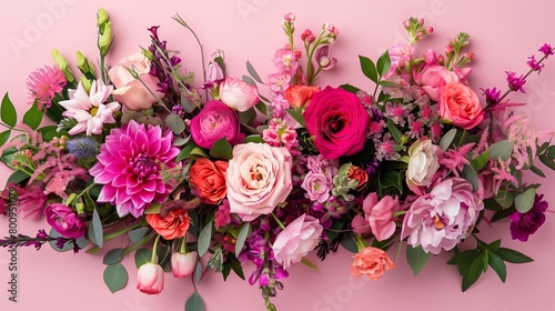 a bouquet of flower on pink background © Lal