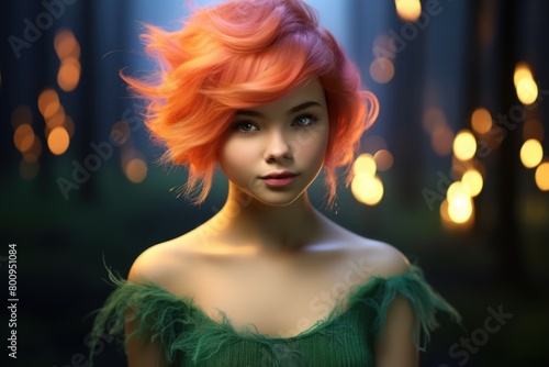 Vibrant portrait of a woman with fiery orange hair