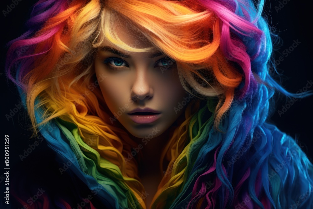Vibrant Multicolored Hair Portrait