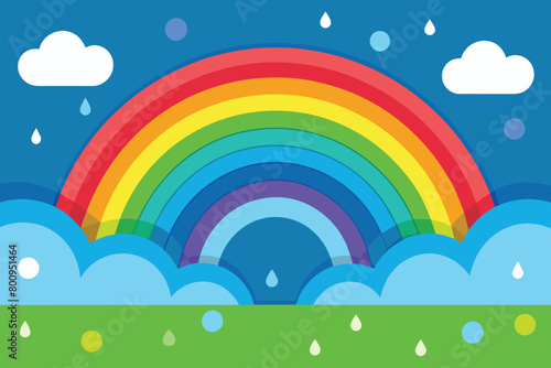 Rainbows and rain on vector background