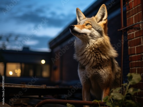 Curious fox in the night