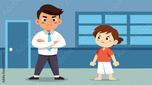 A young boy confidently stands up to a bully at school using the selfdefense skills he has developed in his martial arts classes.