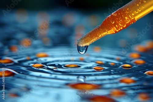 Macro Droplet Falling from Pipette into Water
