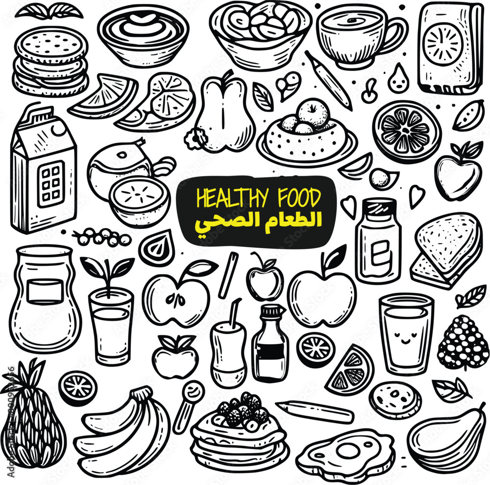 healthy food hand sketch art