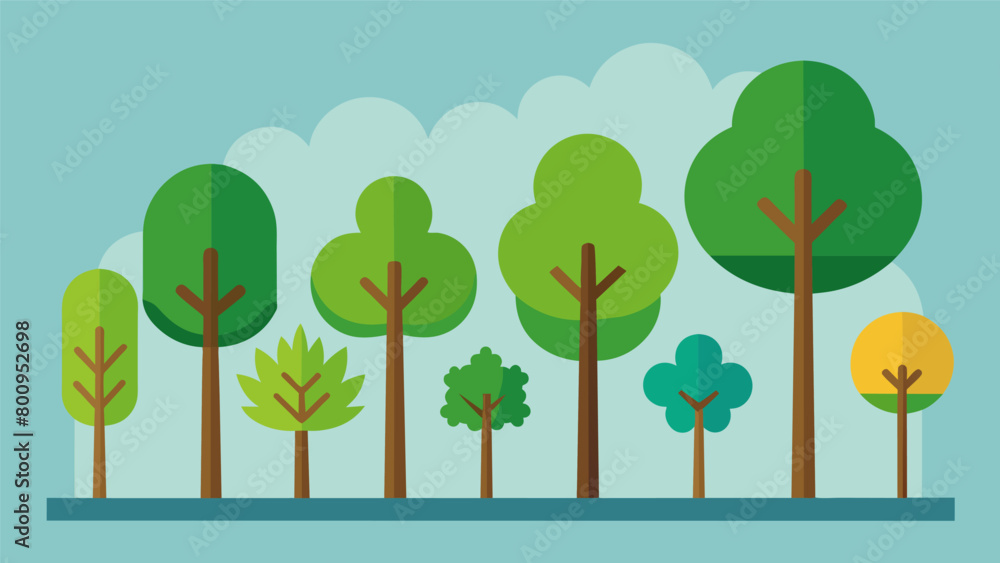 Obraz premium A group of trees of varying heights showcasing the diversity and potential for growth in a diversified investment portfolio.