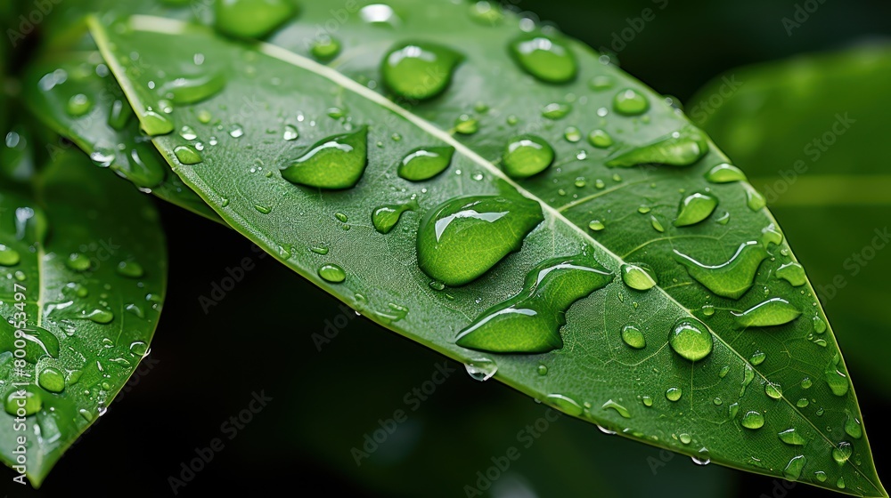 Dew Drops on Green Leaf Dew Drops on Green Leaf