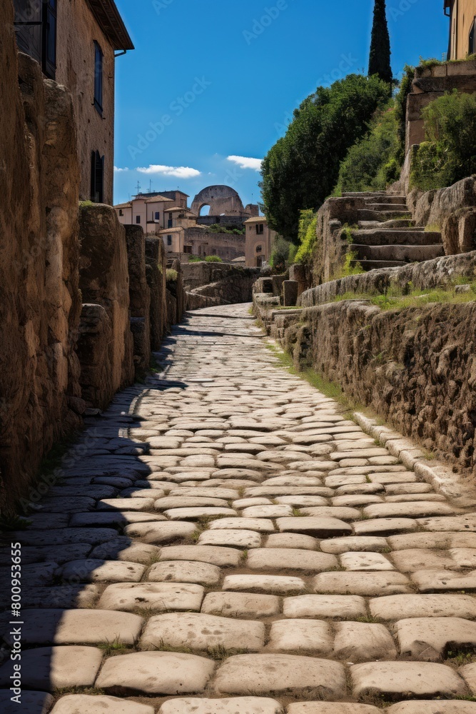 Picturesque cobblestone path in historic Italian town