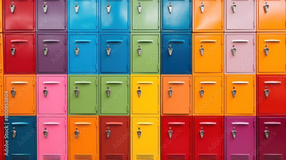 Colorful lockers in a school or office setting