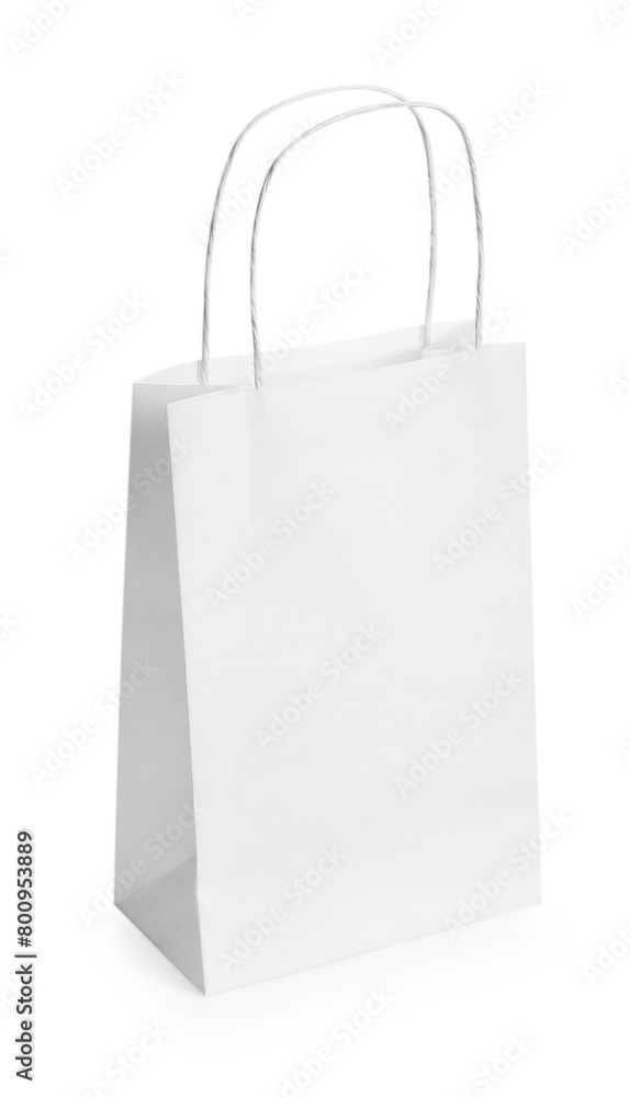 One paper bag isolated on white. Mockup for design One paper bag isolated on white. Mockup for design