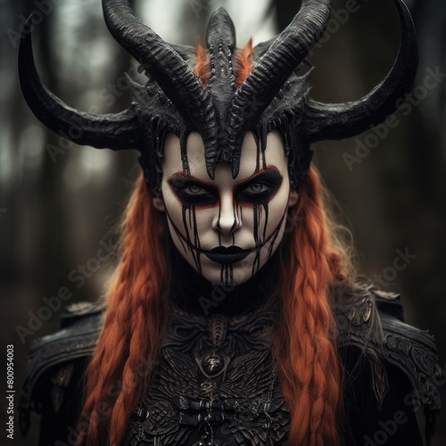 Demonic Horned Creature with Intense Makeup