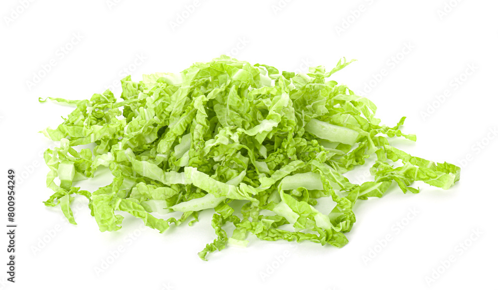 Pile of shredded fresh Chinese cabbage isolated on white Pile of shredded fresh Chinese cabbage isolated on white