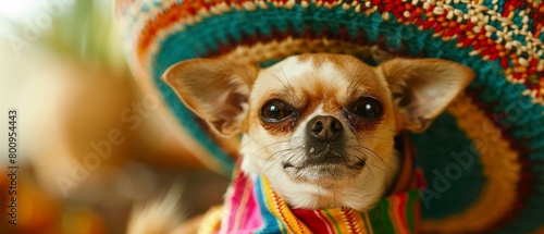Chihuahua in sombrero woven serape photo