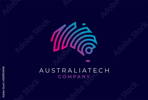Australia Logo, Australia logo with technology style, usable for technology and company logos