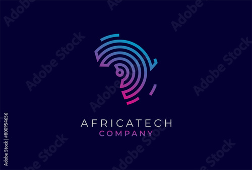 Africa Tech Logo,  Africa logo with technology style,  africa design logo template. vector illustration