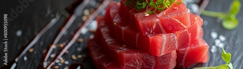 Tuna sashimi stack garnish detail