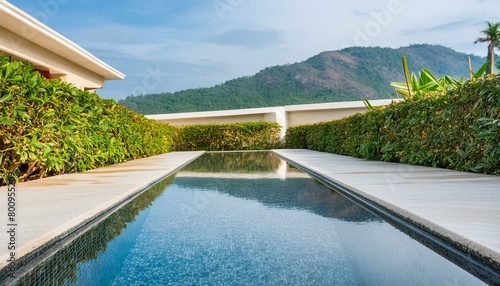 Luxury Living  Outdoor Marble Stone Swimming Pool in a Modern Tropical Resort