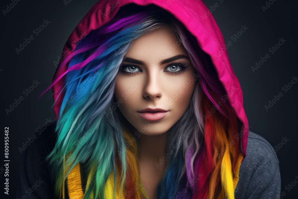 Fototapeta premium Vibrant Multicolored Hair Portrait
