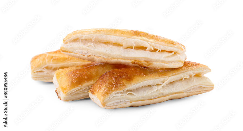 Delicious fresh puff pastries isolated on white
