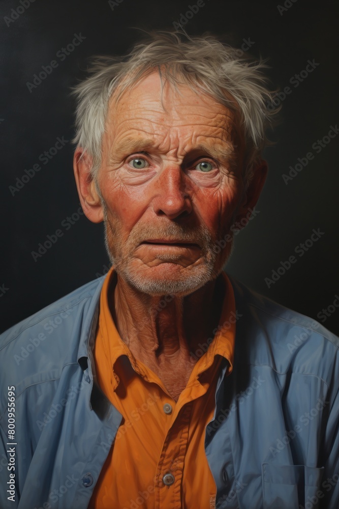Weathered senior man with intense gaze Weathered senior man with intense gaze
