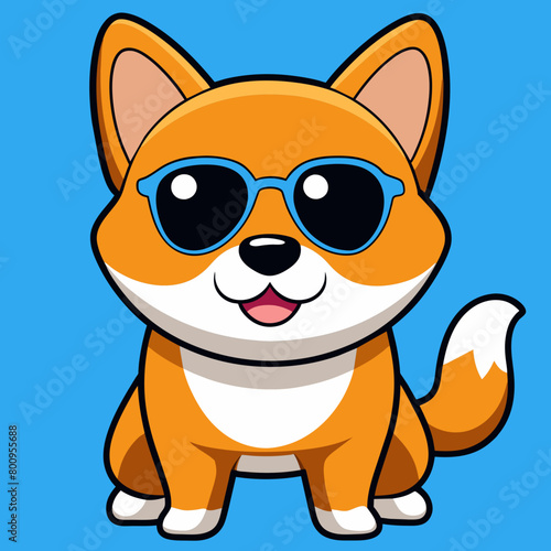             A cute dog wearing sunglasses vector illustration.
