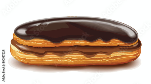 Tasty round eclair on white background Vector style vector
