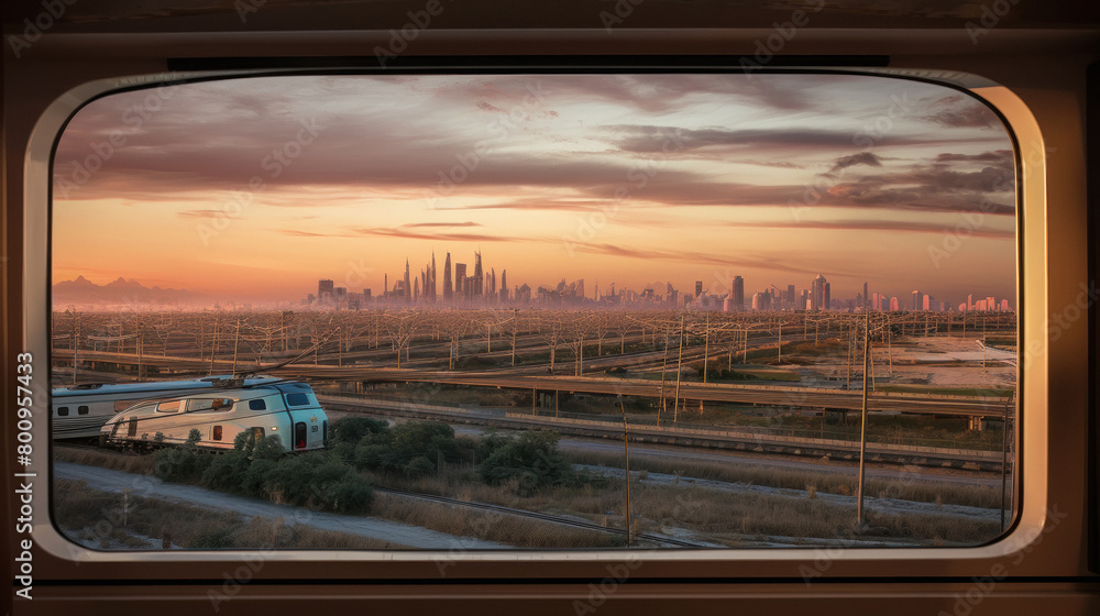Obraz premium City view from train window