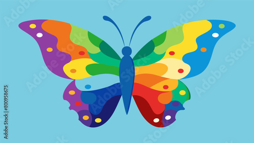 A painting of a multicolored butterfly representing the transformation and growth that comes with embracing ones autistic identity.. Vector illustration