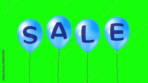 Balloon floating Sale Text on green screen, looping photo