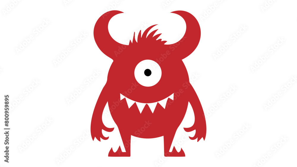 illustration of a red monster smiling in vector illustration of a red monster smiling in vector