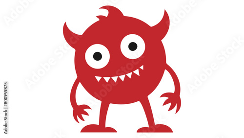 red cartoon devil with round tilted head, cute monster