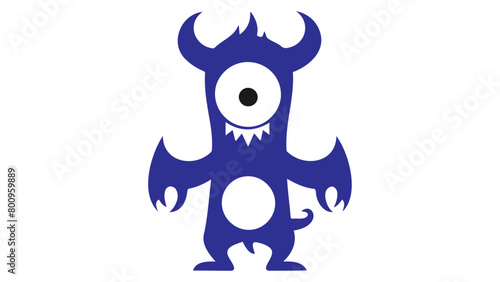 illustration of cartoon blue mini dragon with one eye and horns