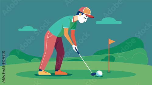 A golfer on the putting green using a neural implant to perfect their putting stroke and read the greens with enhanced visual perception..