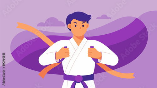 An illustration of a purple belt representing a higher level of proficiency and dedication in the martial art.