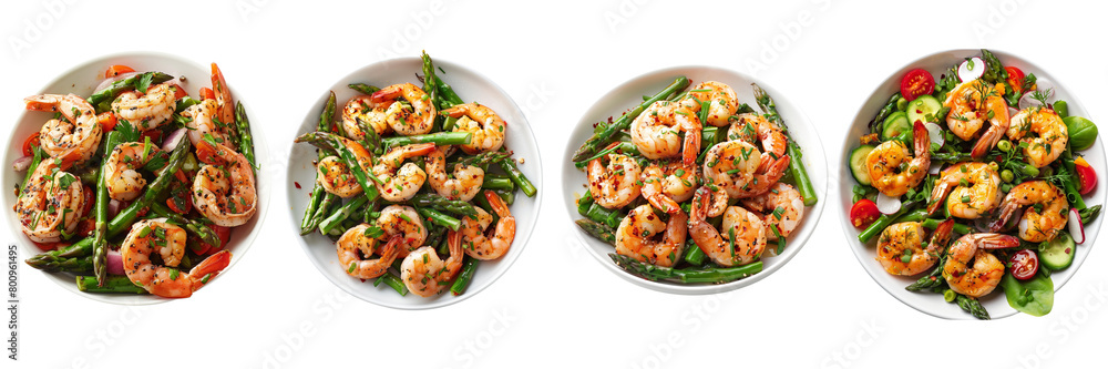 Set of A Shrimp and Asparagus Salad on a transparent background Set of A Shrimp and Asparagus Salad on a transparent background
