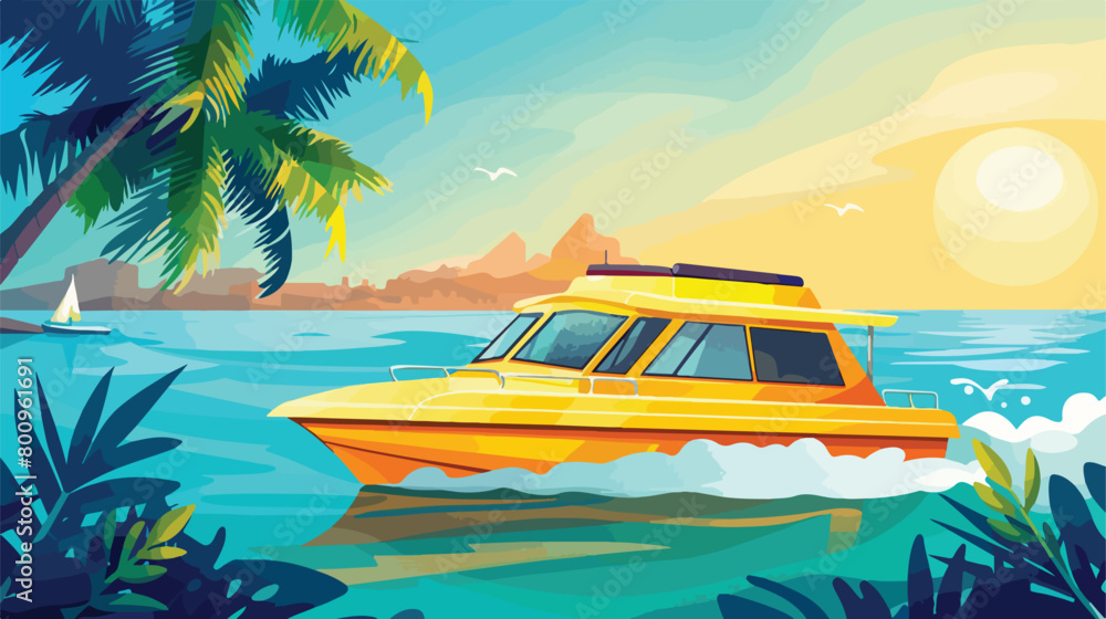Water taxi for tourists at sea resort Vector style vector