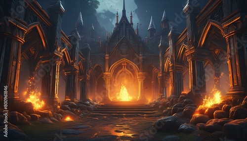 Infernal Majesty: Exploring the Gothic Realm of Eternal Flames" "Flames of the Dark: Journeying Through the Gothic Abyss" fire, night, flame, sky, heat, light, hot, sunset, burning, sun, fireplace