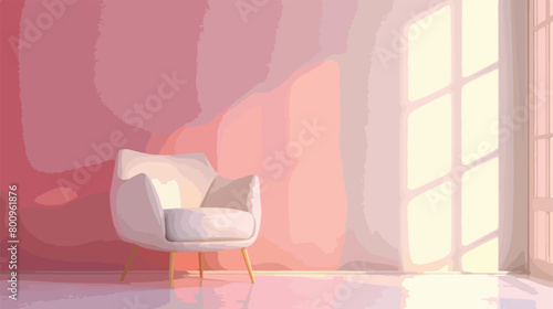 White chair near color wall in room Vector style vector