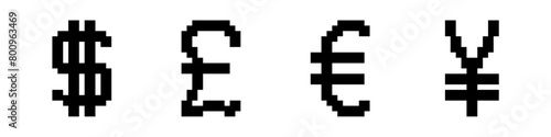 pixel dollar, pound, euro, and yen Different Currencies ,
money currency, currency symbol