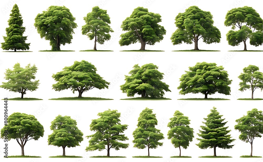 Fototapeta premium set of tree isolated on white background 