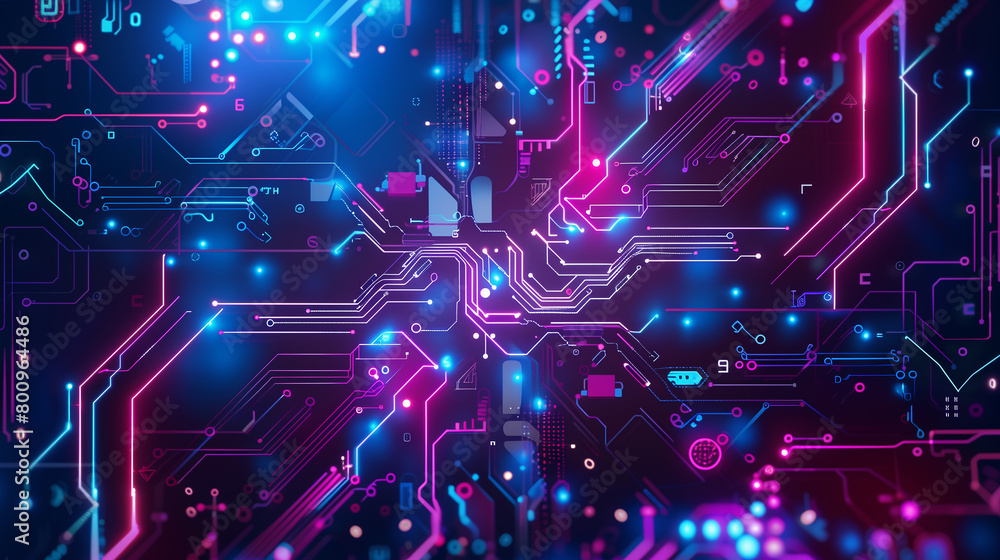 Futuristic technology abstract background with a glowing neon outline, tech background flat Futuristic technology abstract background with a glowing neon outline, tech background flat
