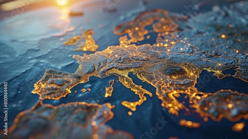 Close Up of a Map of Europe. Generative AI
