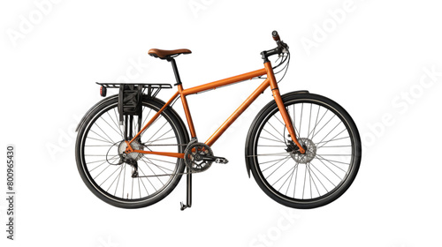 A vibrant orange bicycle stands out against a clean white background