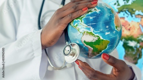 doctor holding a globe photo