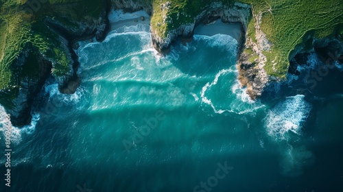 Aerial View of the Ocean and Cliffs. Generative AI
