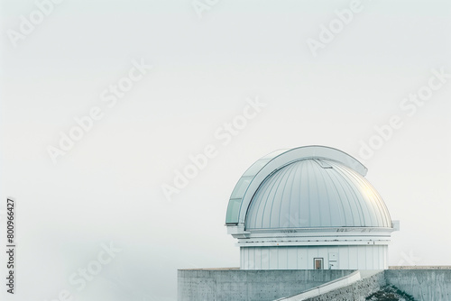 photo against a clean white backdrop, an observatory's architectural beauty is highlighted, representing humanity's quest to unravel the mysteries of the universe,