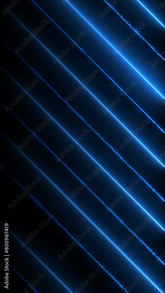 Abstract motion background with glowing blue neon lines moving ...