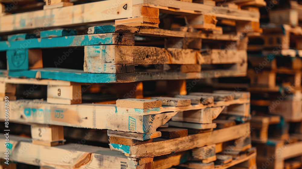 Piles of Sturdy Wooden Pallets in Industrial Setting Piles of Sturdy Wooden Pallets in Industrial Setting